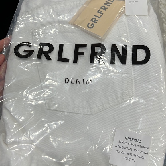 GRLFRND High Rise Straight Crop The Karolina White Button Fly Jeans Size 31 - Picture 9 of 11